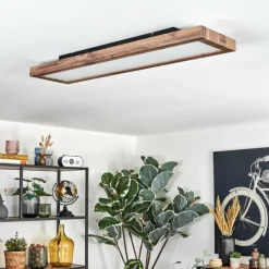 Luminaires Scandinaves-hofstein Salmi Plafonnier, Panel LED Couleur bois, Noir, 1 lumière