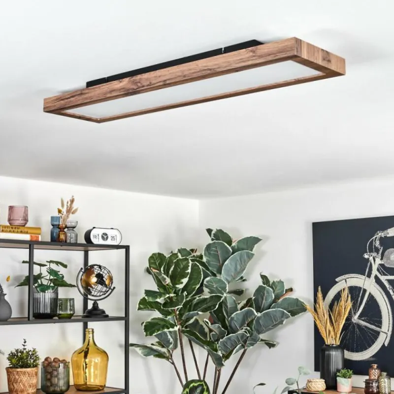 Luminaires Scandinaves-hofstein Salmi Plafonnier, Panel LED Couleur bois, Noir, 1 lumière