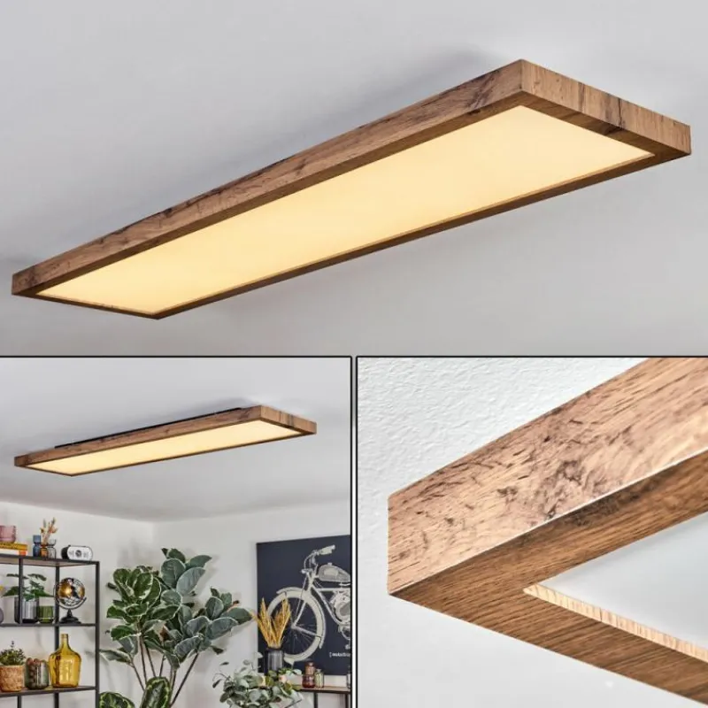 Luminaires Scandinaves-hofstein Salmi Plafonnier, Panel LED Couleur bois, Noir, 1 lumière