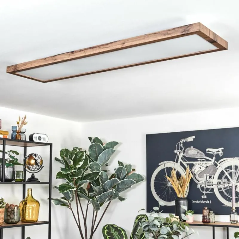 Luminaires Scandinaves-hofstein Salmi Plafonnier, Panel LED Couleur bois, Noir, 1 lumière