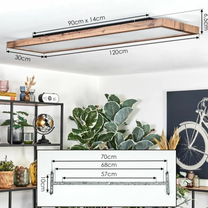 Luminaires Scandinaves-hofstein Salmi Plafonnier, Panel LED Couleur bois, Noir, 1 lumière