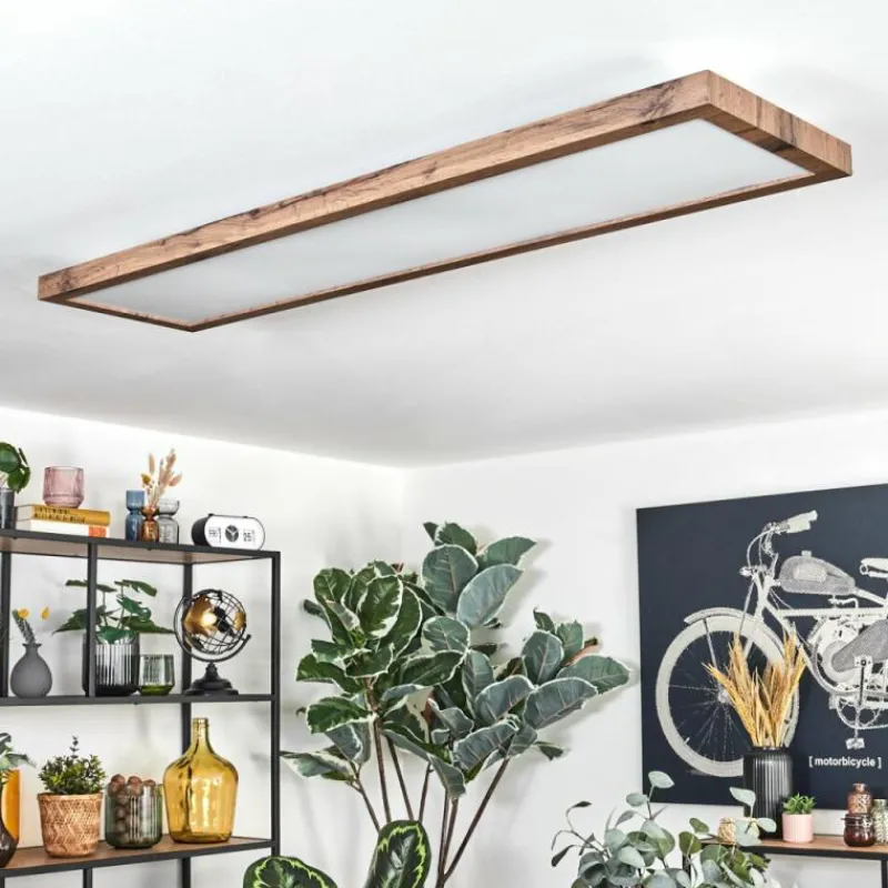 Luminaires Scandinaves-hofstein Salmi Plafonnier, Panel LED Couleur bois, Noir, 1 lumière