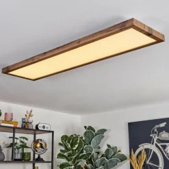 Luminaires Scandinaves-hofstein Salmi Plafonnier, Panel LED Couleur bois, Noir, 1 lumière