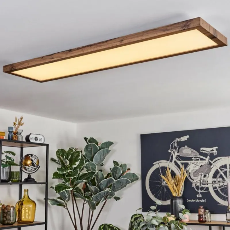 Luminaires Scandinaves-hofstein Salmi Plafonnier, Panel LED Couleur bois, Noir, 1 lumière