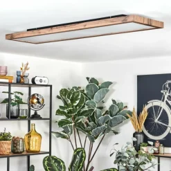 Luminaires Scandinaves-hofstein Salmi Plafonnier, Panel LED Couleur bois, Noir, 1 lumière