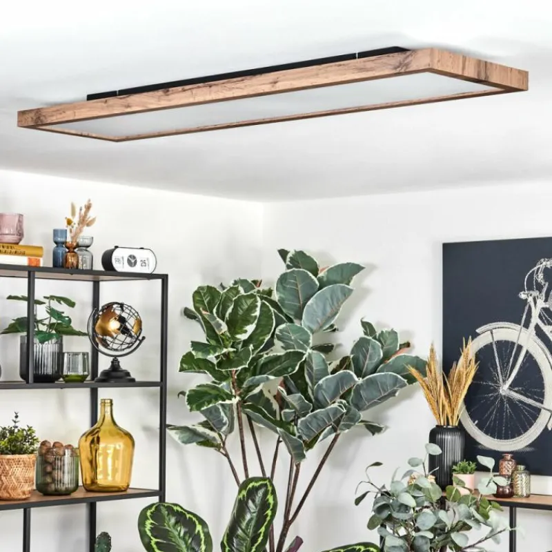 Luminaires Scandinaves-hofstein Salmi Plafonnier, Panel LED Couleur bois, Noir, 1 lumière