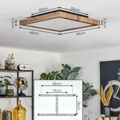 Luminaires Scandinaves-hofstein Salmi Plafonnier, Panel LED Couleur bois, Noir, 1 lumière, Télécommandes