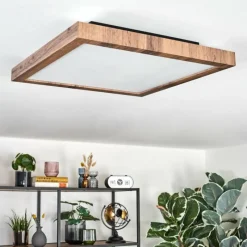 Luminaires Scandinaves-hofstein Salmi Plafonnier, Panel LED Couleur bois, Noir, 1 lumière, Télécommandes