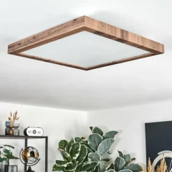 Luminaires Scandinaves-hofstein Salmi Plafonnier, Panel LED Couleur bois, Noir, 1 lumière, Télécommandes