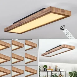 Luminaires Scandinaves-hofstein Salmi Plafonnier, Panel LED Couleur bois, Noir, 1 lumière, Télécommandes