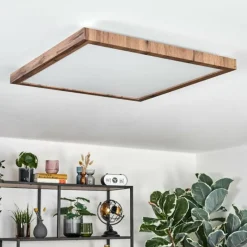 Luminaires Scandinaves-hofstein Salmi Plafonnier, Panel LED Couleur bois, Noir, 1 lumière