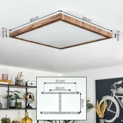 Luminaires Scandinaves-hofstein Salmi Plafonnier, Panel LED Couleur bois, Noir, 1 lumière