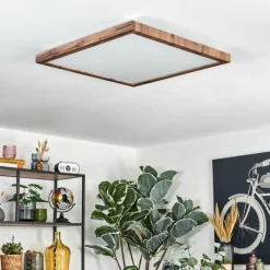 Luminaires Scandinaves-hofstein Salmi Plafonnier, Panel LED Couleur bois, Noir, 1 lumière