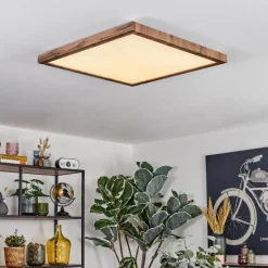 Luminaires Scandinaves-hofstein Salmi Plafonnier, Panel LED Couleur bois, Noir, 1 lumière