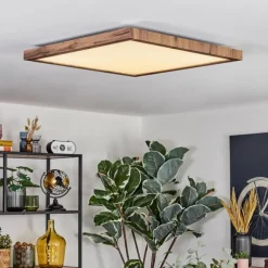 Luminaires Scandinaves-hofstein Salmi Plafonnier, Panel LED Couleur bois, Noir, 1 lumière