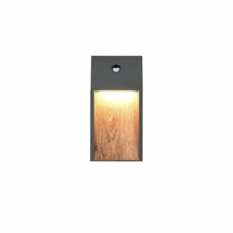 Lampes En Bois-Luminaires Trio SALMON Applique murale LED Bois clair, 1 lumière, Détecteur de mouvement