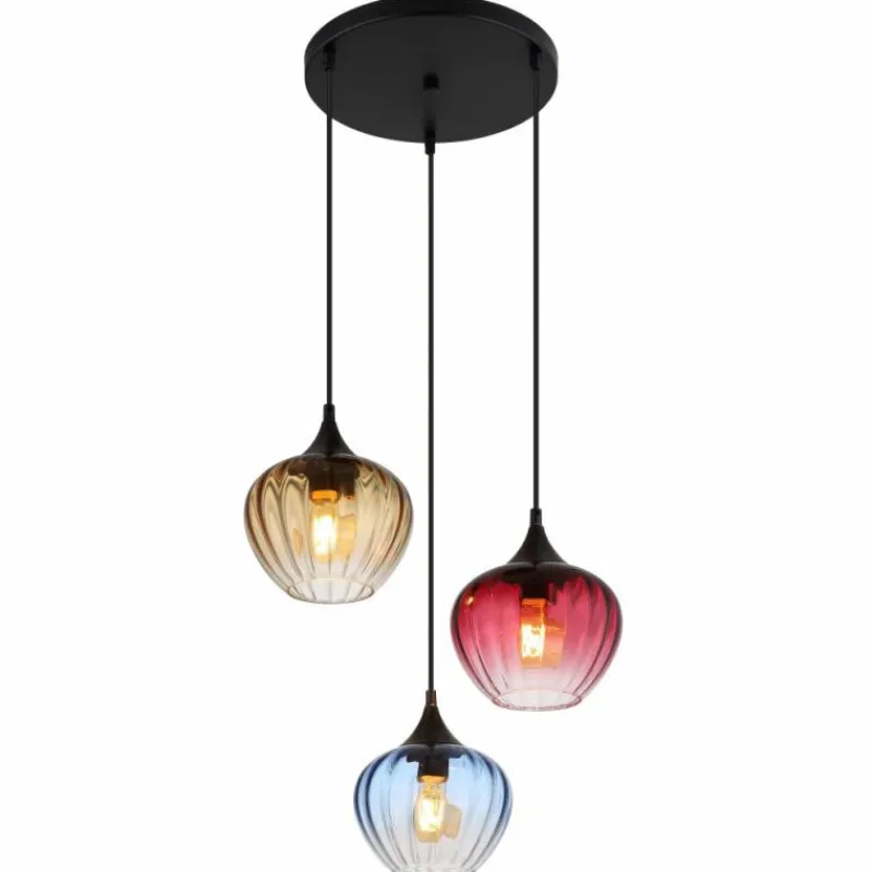 Luminaires Globo Lighting Sander Suspension Noir, 3 lumières