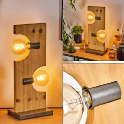 Luminaires Scandinaves-hofstein Santorum Lampe à poser Écru, Nickel vieilli, 2 lumières