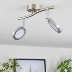 hofstein Sarnadinha Plafonnier LED Nickel mat, 2 lumières