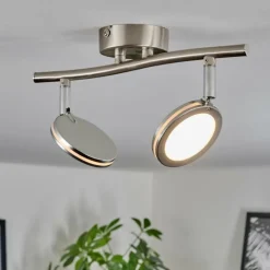 hofstein Sarnadinha Plafonnier LED Nickel mat, 2 lumières