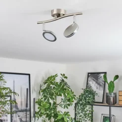 hofstein Sarnadinha Plafonnier LED Nickel mat, 2 lumières