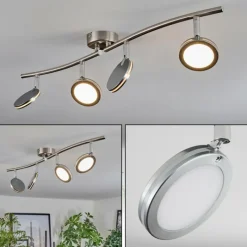hofstein Sarnadinha Plafonnier LED Nickel mat, 4 lumières