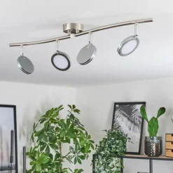 hofstein Sarnadinha Plafonnier LED Nickel mat, 4 lumières