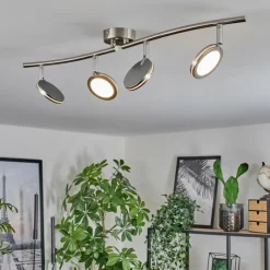 hofstein Sarnadinha Plafonnier LED Nickel mat, 4 lumières