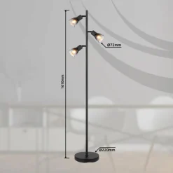 Suspension Verre Fumé-Luminaires Globo Lighting Satella Lampadaire Noir, 3 lumières