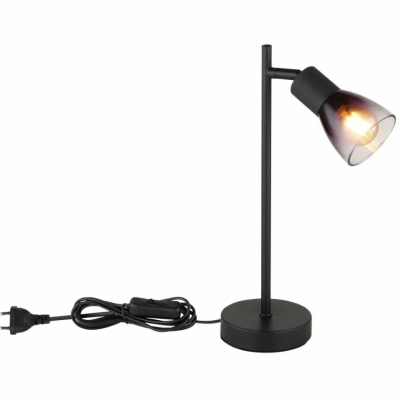 Suspension Verre Fumé-Luminaires Globo Lighting Satella Lampe à poser Noir, 1 lumière