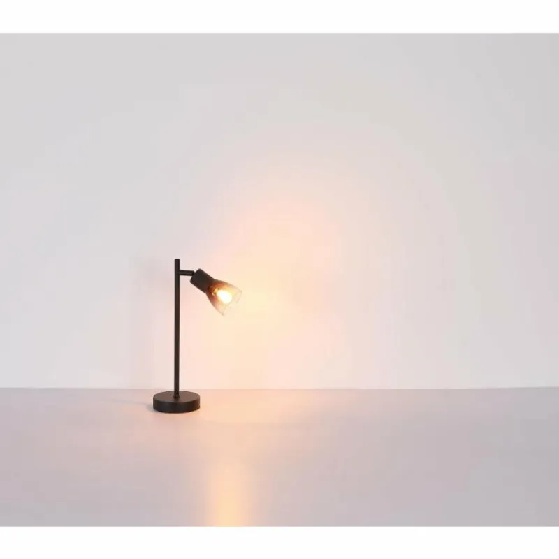 Suspension Verre Fumé-Luminaires Globo Lighting Satella Lampe à poser Noir, 1 lumière