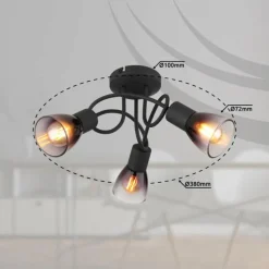 Suspension Verre Fumé-Luminaires Globo Lighting Satella Plafonnier Noir, 3 lumières