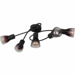 Suspension Verre Fumé-Luminaires Globo Lighting Satella Plafonnier Noir, 5 lumières