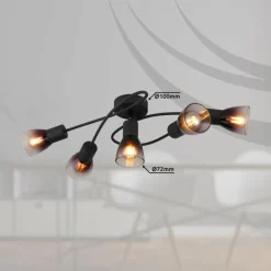 Suspension Verre Fumé-Luminaires Globo Lighting Satella Plafonnier Noir, 5 lumières