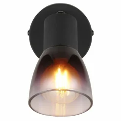 Suspension Verre Fumé-Luminaires Globo Lighting Satella Plafonnier, Spot de plafond, Applique murale, Spot mural Noir, 1 lumière