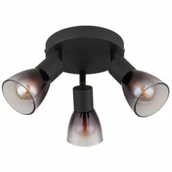 Suspension Verre Fumé-Luminaires Globo Lighting Satella Plafonnier, Spot de plafond, Applique murale, Spot mural Noir, 3 lumières