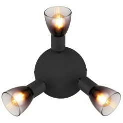 Suspension Verre Fumé-Luminaires Globo Lighting Satella Plafonnier, Spot de plafond, Applique murale, Spot mural Noir, 3 lumières