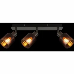 Luminaires Globo Lighting Satella Plafonnier, Spot de plafond, Applique murale, Spot mural Chrome, Noir, 3 lumières