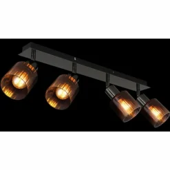 Luminaires Globo Lighting Satella Plafonnier, Spot de plafond, Applique murale, Spot mural Chrome, Noir, 4 lumières