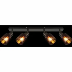 Luminaires Globo Lighting Satella Plafonnier, Spot de plafond, Applique murale, Spot mural Chrome, Noir, 4 lumières