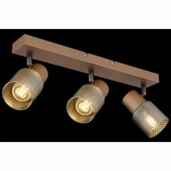 Suspension Verre Fumé-Luminaires Globo Lighting Satella Plafonnier, Spot de plafond, Applique murale, Spot mural Brun, Chrome, Noir, 3 lumières