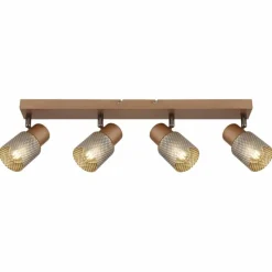 Suspension Verre Fumé-Luminaires Globo Lighting Satella Plafonnier, Spot de plafond, Applique murale, Spot mural Brun, Chrome, Noir, 4 lumières