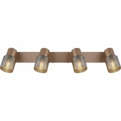 Suspension Verre Fumé-Luminaires Globo Lighting Satella Plafonnier, Spot de plafond, Applique murale, Spot mural Brun, Chrome, Noir, 4 lumières