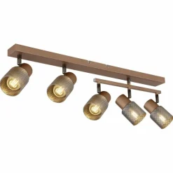 Suspension Verre Fumé-Luminaires Globo Lighting Satella Plafonnier, Spot de plafond, Applique murale, Spot mural Brun, Chrome, Noir, 5 lumières