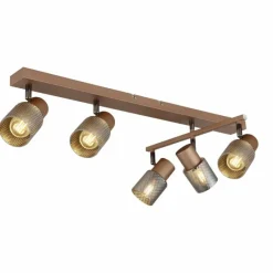 Suspension Verre Fumé-Luminaires Globo Lighting Satella Plafonnier, Spot de plafond, Applique murale, Spot mural Brun, Chrome, Noir, 5 lumières