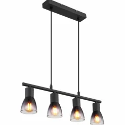 Suspension Verre Fumé-Luminaires Globo Lighting Satella Suspension Noir, 4 lumières