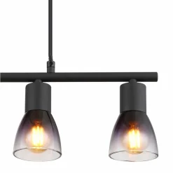 Suspension Verre Fumé-Luminaires Globo Lighting Satella Suspension Noir, 4 lumières