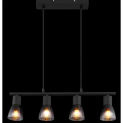 Suspension Verre Fumé-Luminaires Globo Lighting Satella Suspension Noir, 4 lumières
