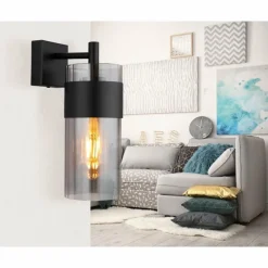 Suspension Verre Fumé-Luminaires Globo Lighting Scarfina Applique murale Noir, 1 lumière