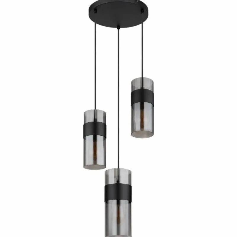Suspension Verre Fumé-Luminaires Globo Lighting Scarfina Suspension Noir, 3 lumières